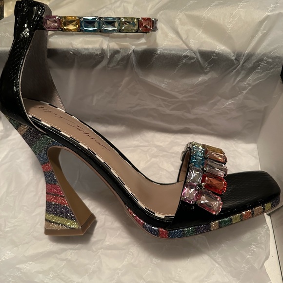 Betsy Johnson Armani Bright Multi Heels Size 8.5 NIB - Picture 2 of 13